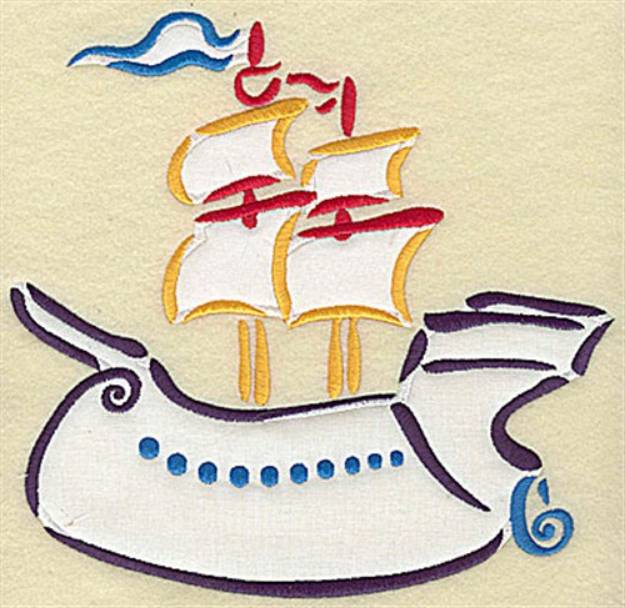 Picture of Ship Applique Machine Embroidery Design