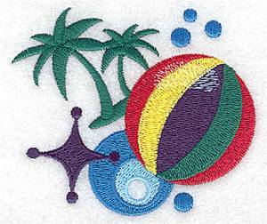 Picture of Beach Ball & Palms Machine Embroidery Design