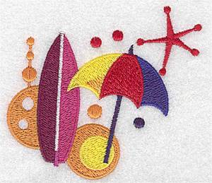Picture of Umbrella & Surf Board Machine Embroidery Design
