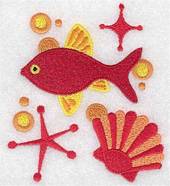 Picture of Fish & Seashell Machine Embroidery Design
