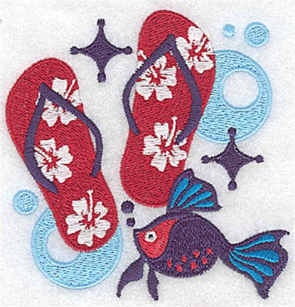 Picture of Flip Flops & Fish Machine Embroidery Design