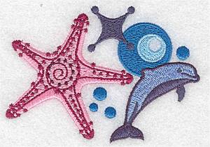 Picture of Starfish and Dolphin Machine Embroidery Design