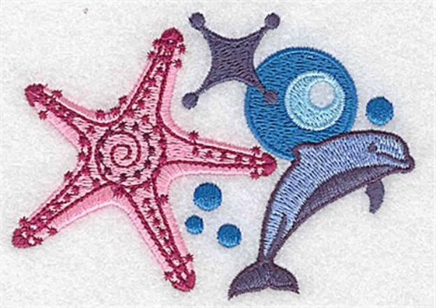 Picture of Starfish and Dolphin Machine Embroidery Design