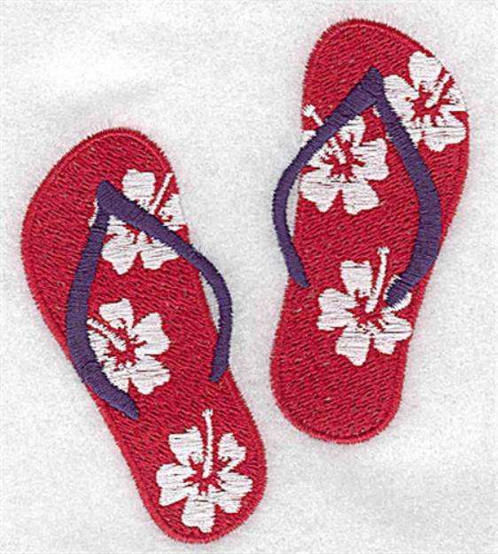 Picture of Floral Flip Flops Machine Embroidery Design