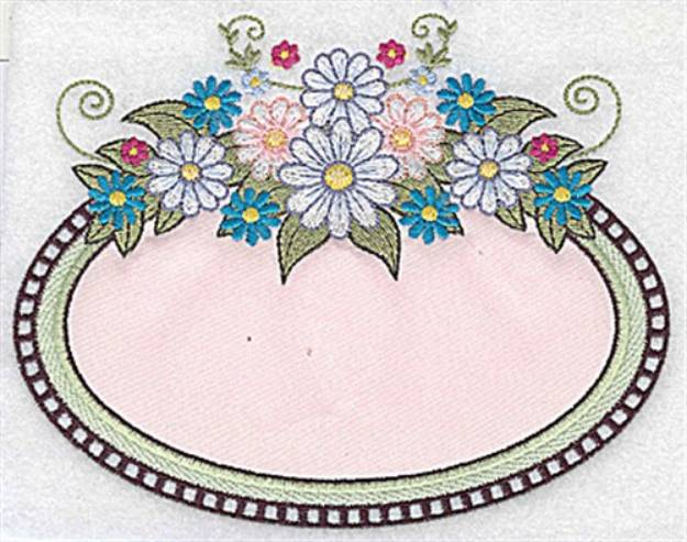 Picture of Oval Daisy Applique Machine Embroidery Design