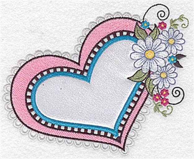 Picture of Heart & Daisy Applique Machine Embroidery Design