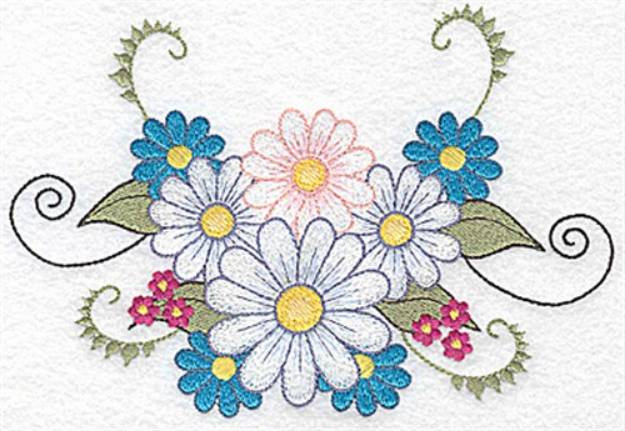 Picture of Daisies With Vines Machine Embroidery Design