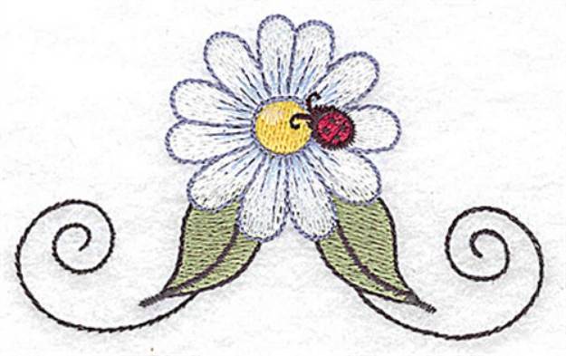Picture of White Daisy & Ladybug Machine Embroidery Design