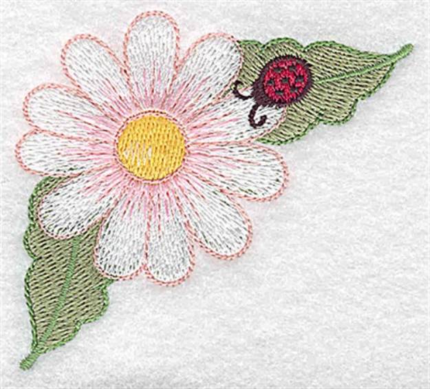 Picture of Pink Daisy & Ladybug Machine Embroidery Design