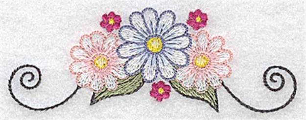 Picture of Daisies With Swirls Machine Embroidery Design