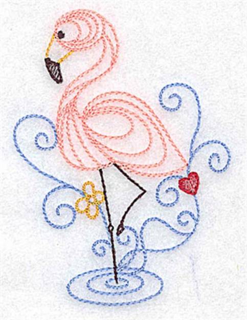 Picture of Flamingo Outline Machine Embroidery Design