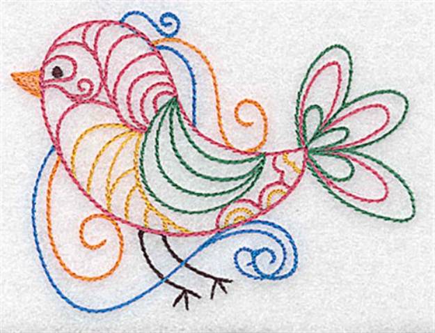 Picture of Swirly Bird Outline Machine Embroidery Design