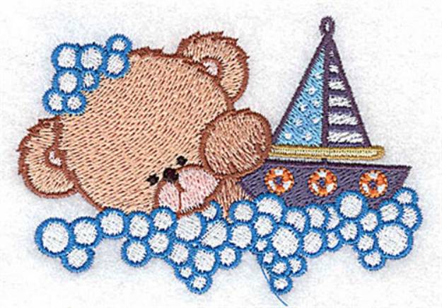 Picture of Bear With Sailboat Machine Embroidery Design