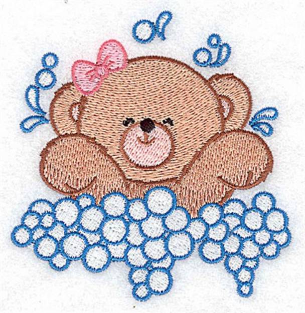Picture of Baby Bear Splashing Machine Embroidery Design