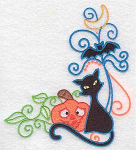 Picture of Cat & Bat Corner Machine Embroidery Design