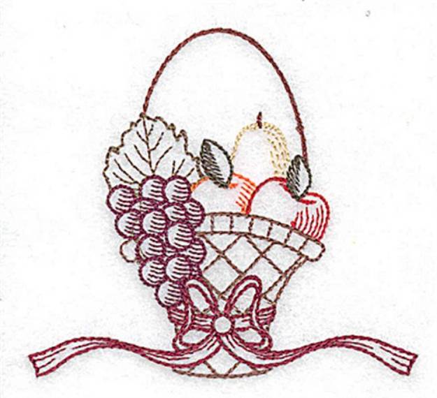 Picture of Fruit Basket Redwork Machine Embroidery Design