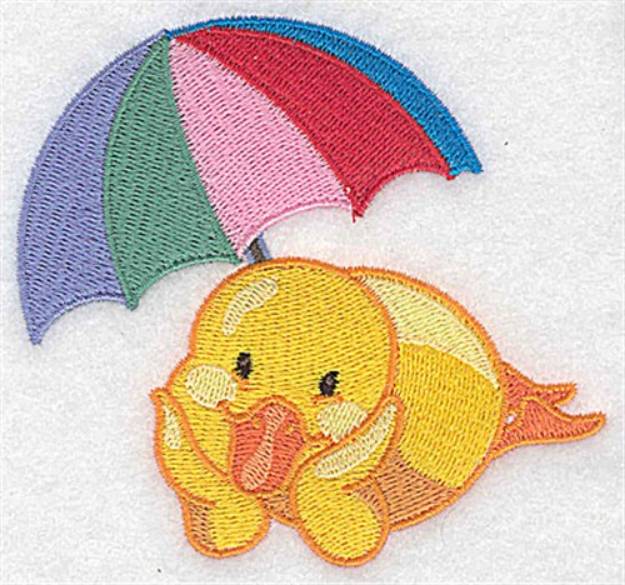 Picture of Duck With Umbrella Machine Embroidery Design