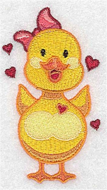 Picture of Duck With Hearts Machine Embroidery Design