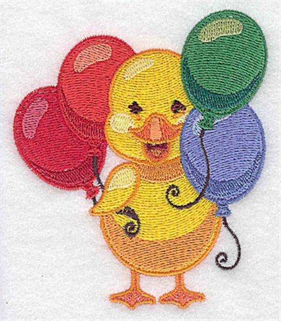 Picture of Duck With Balloons Machine Embroidery Design