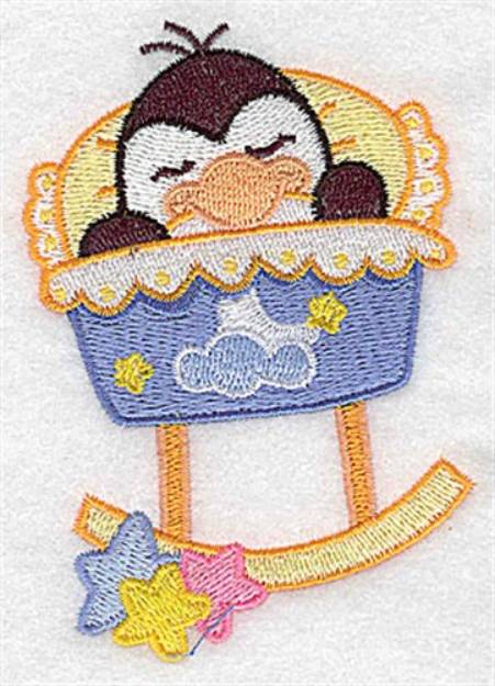 Picture of Penguin in Cradle Machine Embroidery Design