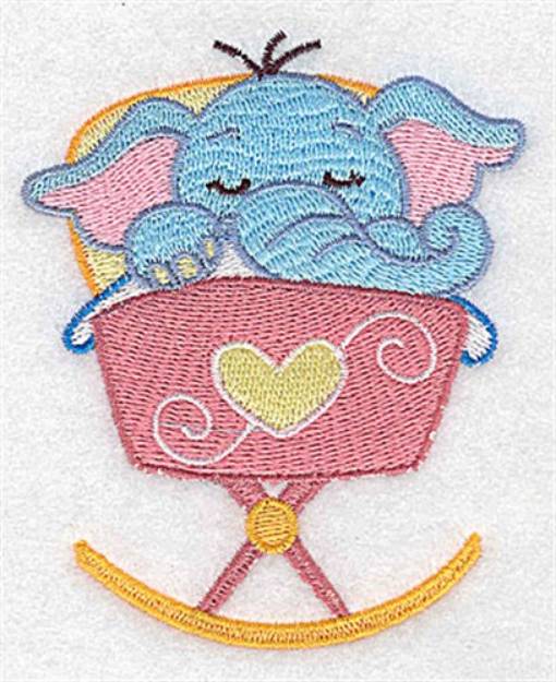 Picture of Elephant In Cradle Machine Embroidery Design