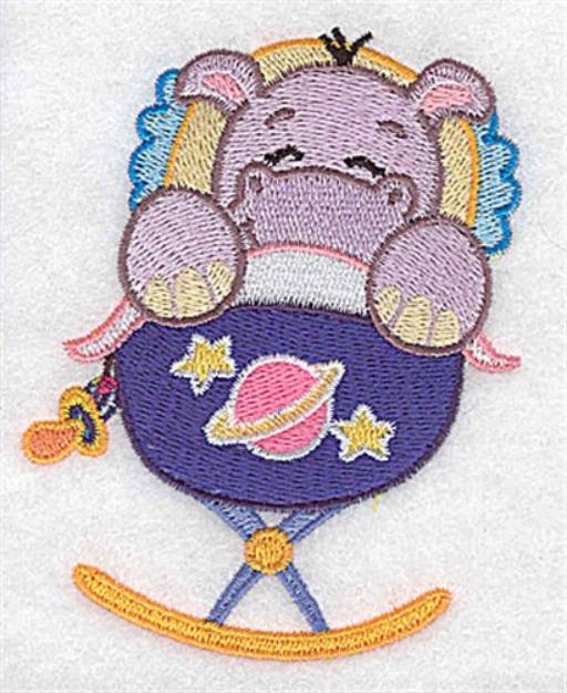 Picture of Hippo In Cradle Machine Embroidery Design