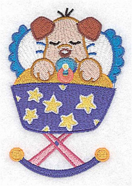 Picture of Puppy In Cradle Machine Embroidery Design