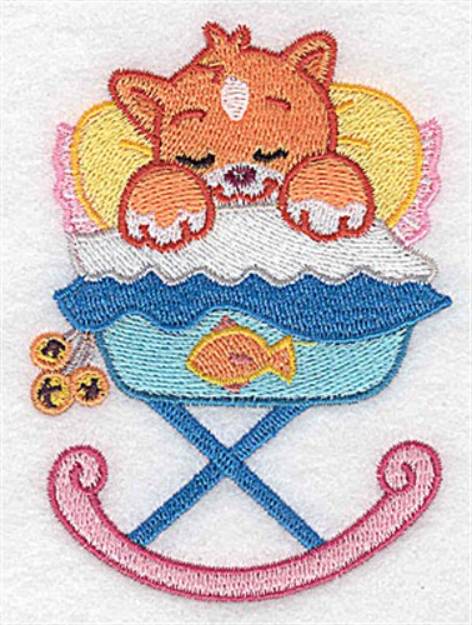 Picture of Kitten in Cradle Machine Embroidery Design