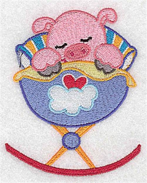 Picture of Pig In Cradle Machine Embroidery Design