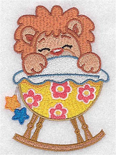 Picture of Lion in Cradle Machine Embroidery Design
