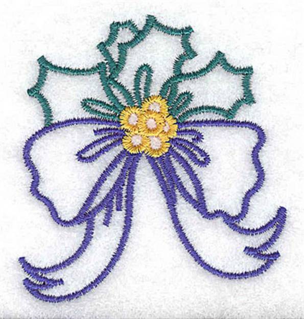 Picture of Bow With Holly Machine Embroidery Design