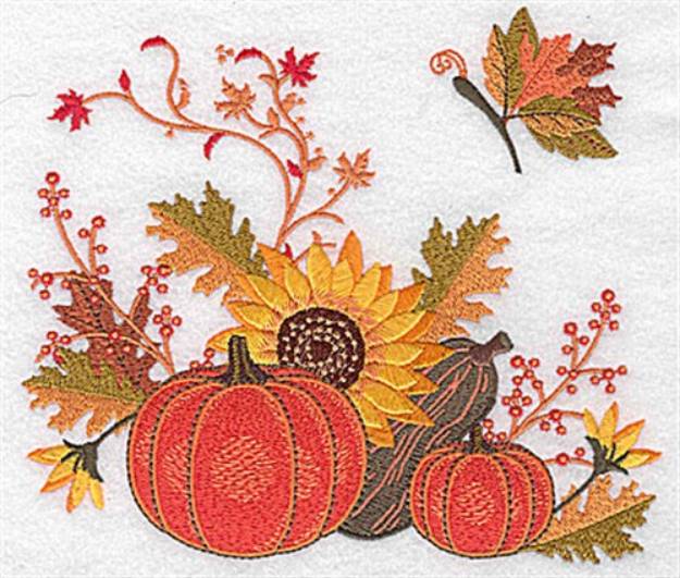 Picture of Pumpkins & Sunflower Machine Embroidery Design