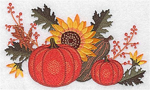Picture of Sunflower and Pumpkins Machine Embroidery Design