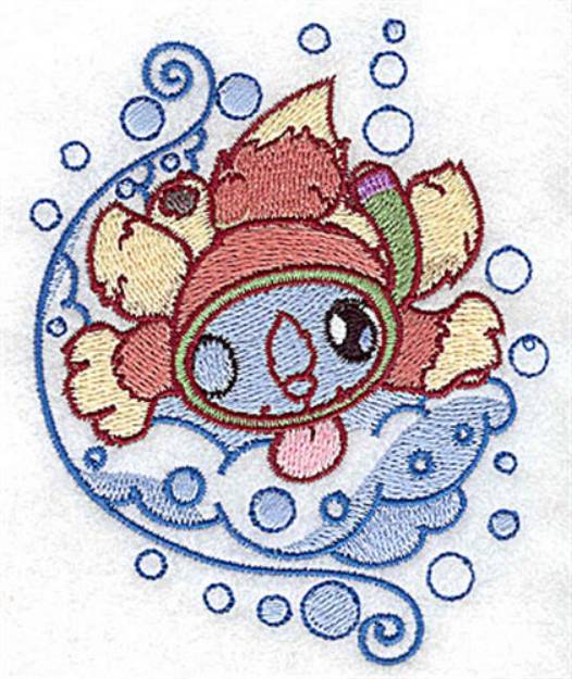 Picture of Squirrel Snorkeling Machine Embroidery Design