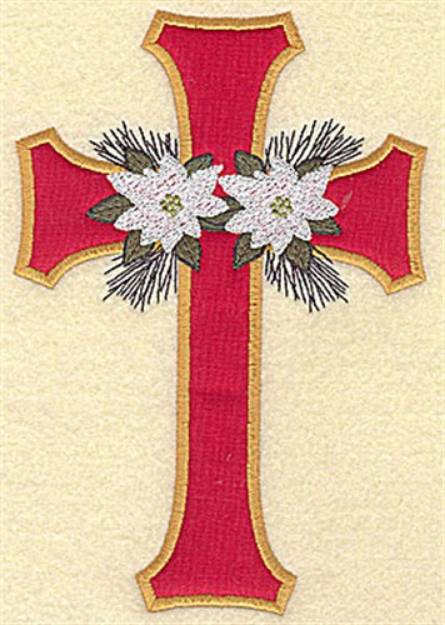 Picture of Poinsettia Cross Machine Embroidery Design