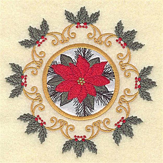 Picture of Poinsettia in Circle Machine Embroidery Design