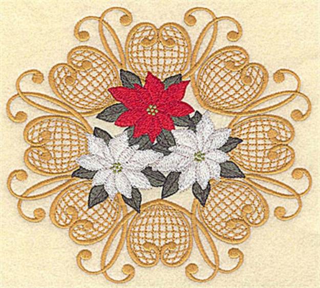 Picture of Poinsettias Swirl Machine Embroidery Design