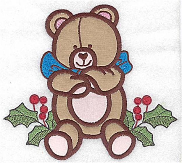 Picture of Teddy on Holly Machine Embroidery Design