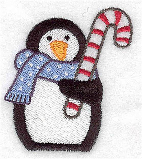 Picture of Penguin Candycane Machine Embroidery Design