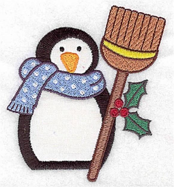 Picture of Penguin Broom Machine Embroidery Design