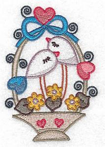 Picture of Love Bird Basket Machine Embroidery Design