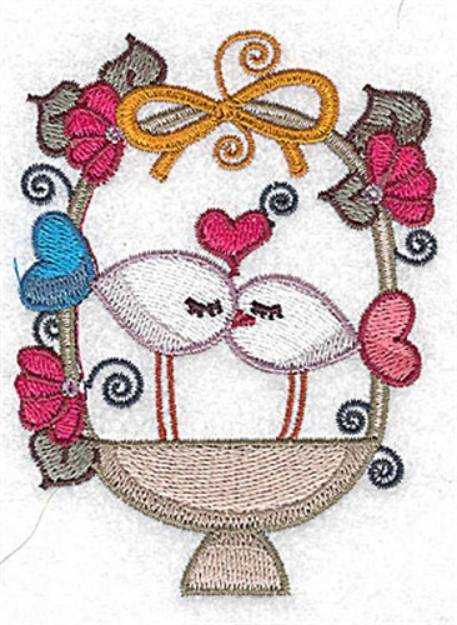 Picture of Kissing Birds Machine Embroidery Design