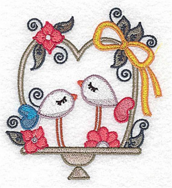 Picture of Love Bird Pair Machine Embroidery Design