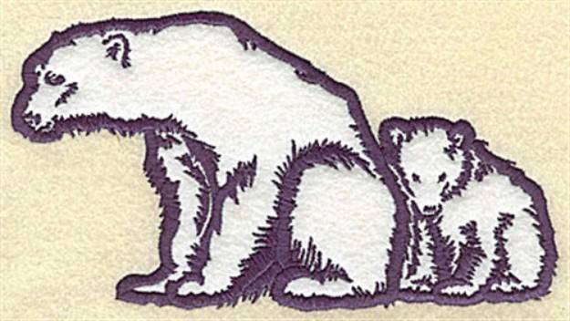 Picture of Bear With Cub Applique Machine Embroidery Design