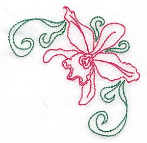 Picture of Orchid Outline Machine Embroidery Design