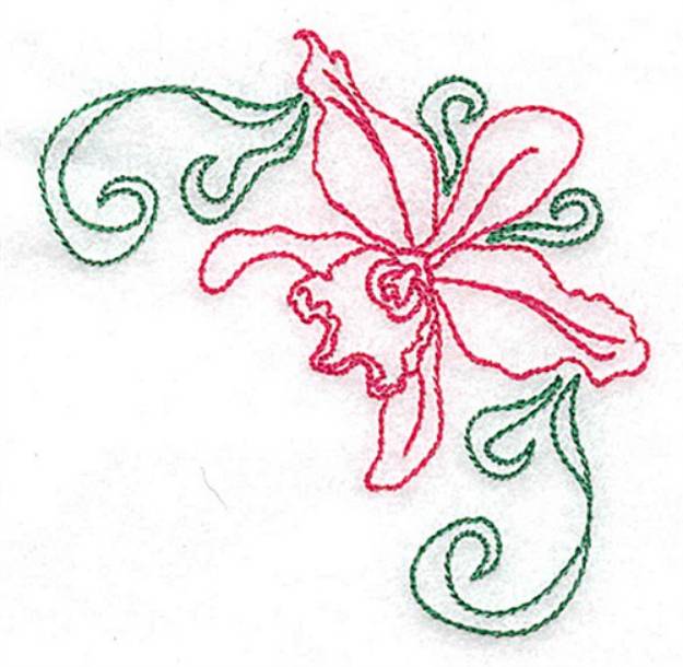 Picture of Orchid Outline Machine Embroidery Design