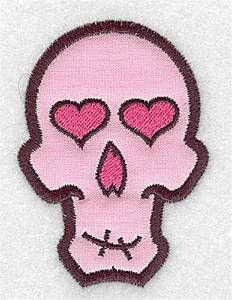 Picture of Pink Skull Applique Machine Embroidery Design