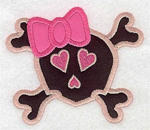Picture of Pink Skull Applique Machine Embroidery Design