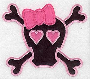 Picture of Pink Skull Appliques Machine Embroidery Design