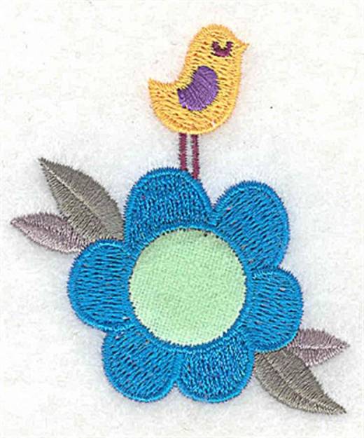 Picture of Flower Bird Applique Machine Embroidery Design